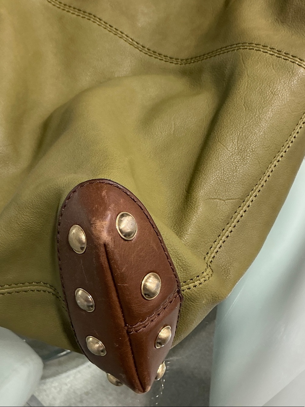 Michael Kors Olive and Brown Drawstring Shoulder Tote - Picture 10 of 13